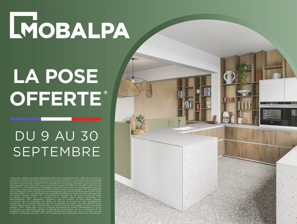 Avec Barascud et Mobalpa, jusqu'au 30 septembre la pose de votre cuisine offerte